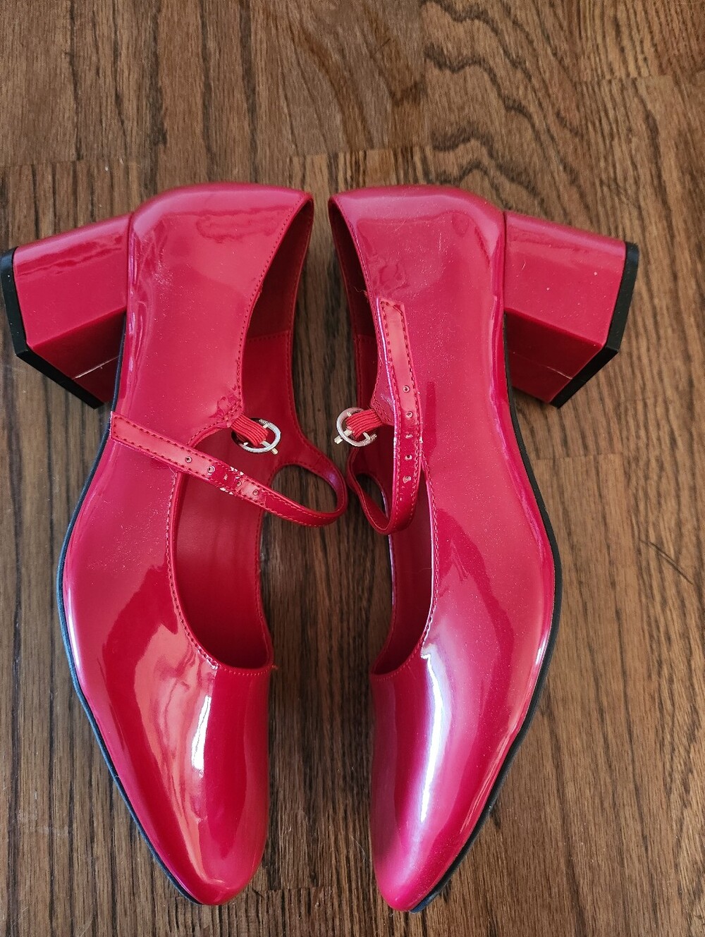 Dream Pairs Red Patent Mary Jane Block Heels